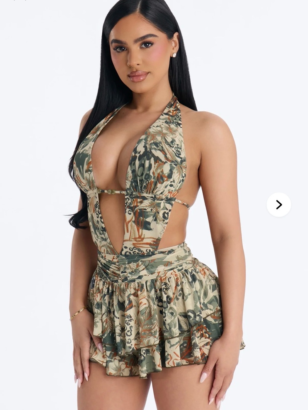 Mellisa Mesh Backless Romper - Green